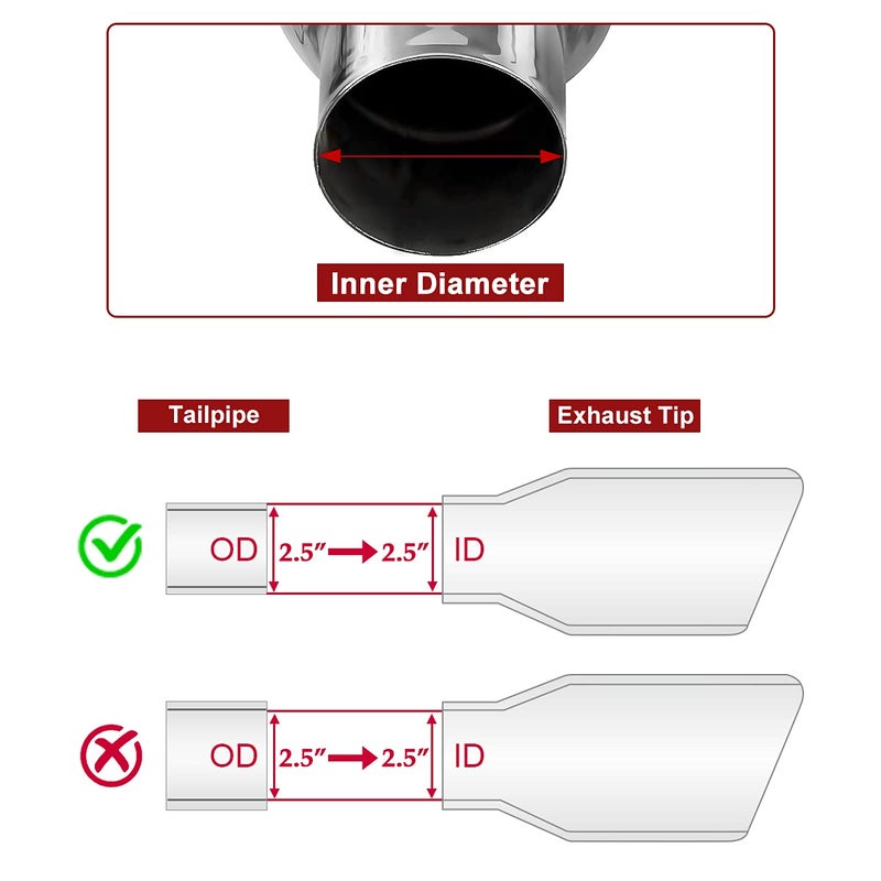 Upower Blue Burnt Exhaust Tip 2.5" Inlet 4" Outlet 9" Long 2 1/2" to 4" Exhaust Tailpipe Weld on Single Layer Straight Cut 304 Stainless Steel (2PCS) - Image 3